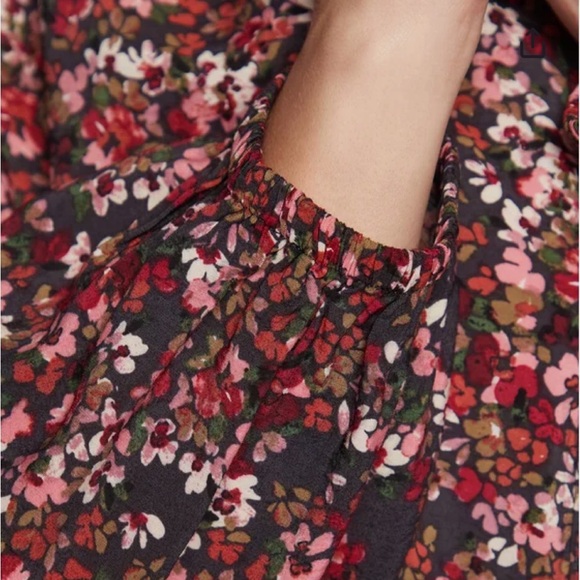 Fransa Frisa Blouse Size M Floral Print Bordeaux - Picture 7 of 14